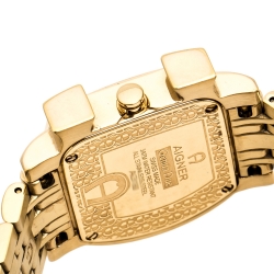 Pre Owned Aigner Silver Yellow Gold Plated Stainless Steel Genua Due A31600 Women's Wristwatch 31 mm