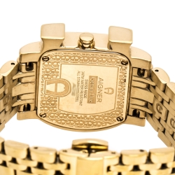 Pre Owned Aigner Silver Yellow Gold Plated Stainless Steel Genua Due A31600 Women's Wristwatch 31 mm