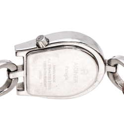 Pre Owned Aigner Black Stainless Steel Leather Perugia A07200 Women's Wristwatch 24.50 mm