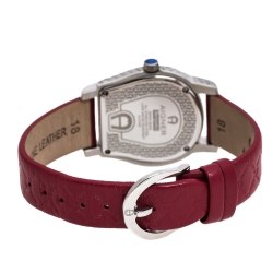 Pre Owned Aigner Red Mother Of Pearl Stainless Steel Bergamo A137201 Women's Wristwatch 34 mm