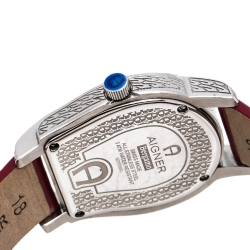 Pre Owned Aigner Red Mother Of Pearl Stainless Steel Bergamo A137201 Women's Wristwatch 34 mm