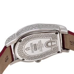 Pre Owned Aigner Red Mother Of Pearl Stainless Steel Bergamo A137201 Women's Wristwatch 34 mm