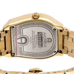 Pre Owned Aigner Silver Orange Butterfly Motif Gold Plated Stainless Steel Verona A48300 Women's Wristwatch 36 mm