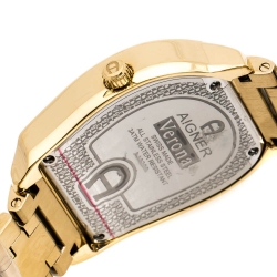 Pre Owned Aigner Silver Orange Butterfly Motif Gold Plated Stainless Steel Verona A48300 Women's Wristwatch 36 mm