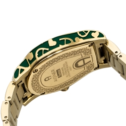 Pre Owned Aigner Green Gold Tone Stainless Steel Faenza A134300 Women's Wristwatch 34 mm