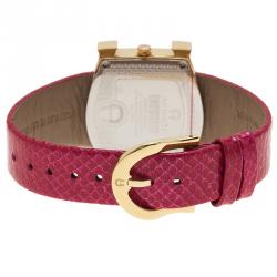 Pre Owned Aigner Genua Quartz Mother Of Pearl Diamond Dial Gold Tone Stainless Steel Pink Leatjher Womens Watch 37 MM