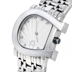 مملوكة مسبقًا Aigner Silver Burst Stainless Steel Genua Due A31600 Women's Wristwatch 31 mm