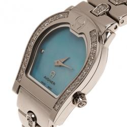 Pre Owned Aigner Mother of Pearl Stainless Steel Verona A01200 Women's Watch 24MM