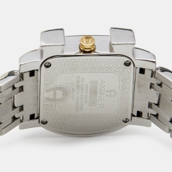 Pre Owned Aigner Mother of Pearl Two Tone Stainless Steel Genua Due A31600 Women's Wristwatch 31 mm