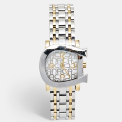 Pre Owned Aigner Mother of Pearl Two Tone Stainless Steel Genua Due A31600 Women's Wristwatch 31 mm