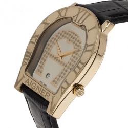 Pre Owned Aigner Gold Stainless Steel Verona Nuovo 44 Women's Wristwatch 36MM