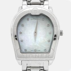 مملوكة مسبقًا Aigner Mother of Pearl Stainless Steel Verona A48100 Women's Wristwatch 33 mm