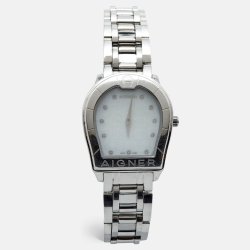 مملوكة مسبقًا Aigner Mother of Pearl Stainless Steel Verona A48100 Women's Wristwatch 33 mm