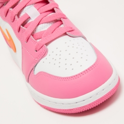 Pre Owned Air Jordan's Pink/White Fabric and Leather Jordan 1 Mid Sneakers Size 38