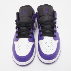 Pre Owned Air Jordans Tricolor Leather Air Jordan 1 Court Purple Sneakers Size 37.5
