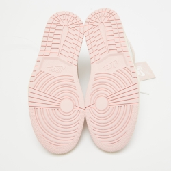 Pre Owned Air Jordans Pink/White Suede and Leather Air Jordan 1 Sneakers Size 37.5