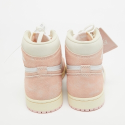 Pre Owned Air Jordans Pink/White Suede and Leather Air Jordan 1 Sneakers Size 37.5