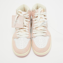Pre Owned Air Jordans Pink/White Suede and Leather Air Jordan 1 Sneakers Size 37.5