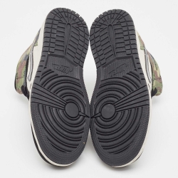 Pre Owned Air Jordans Multicolor Leather and Suede Air Jordan 1 Mid SE Camo Sneakers Size 37.5