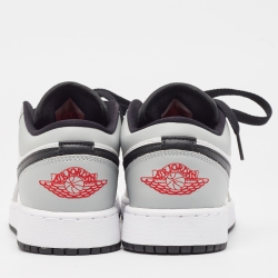 Pre Owned Air Jordans Grey/White Leather Air Jordan 1 Light Smoke Grey Sneakers Size 37.5