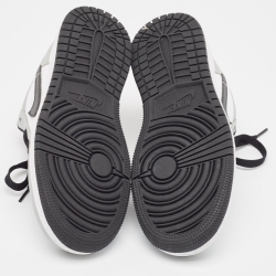 Pre Owned Air Jordans Grey/White Leather Air Jordan 1 Light Smoke Grey Sneakers Size 37.5