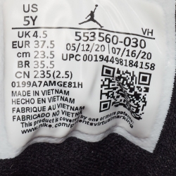 Pre Owned Air Jordans Grey/White Leather Air Jordan 1 Light Smoke Grey Sneakers Size 37.5