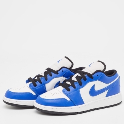 Pre Owned Air Jordans White/Blue Leather Air Jordan 1 hyper Royal Orange Peel Sneakers Size 37.5