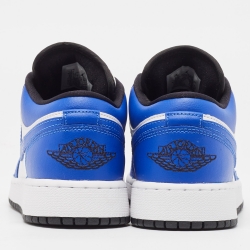 Pre Owned Air Jordans White/Blue Leather Air Jordan 1 hyper Royal Orange Peel Sneakers Size 37.5