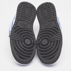 Pre Owned Air Jordans White/Blue Leather Air Jordan 1 hyper Royal Orange Peel Sneakers Size 37.5