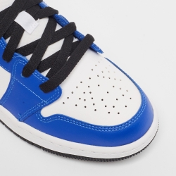 Pre Owned Air Jordans White/Blue Leather Air Jordan 1 hyper Royal Orange Peel Sneakers Size 37.5