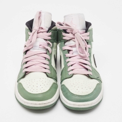 Pre Owned Air Jordans Green Leather Jordan 1 Mid Dutch Green Sneakers Size 39
