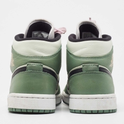 Pre Owned Air Jordans Green Leather Jordan 1 Mid Dutch Green Sneakers Size 39