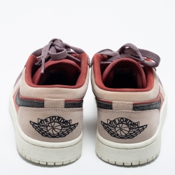 Pre Owned Air Jordan 1 Tricolor Leather and Suede Canyon Rust Sneakers Size 38