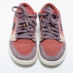 Pre Owned Air Jordan 1 Tricolor Leather and Suede Canyon Rust Sneakers Size 38