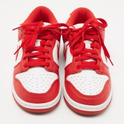 Pre Owned Nike Dunk Red/White Leather Low University Sneakers Size 38.5