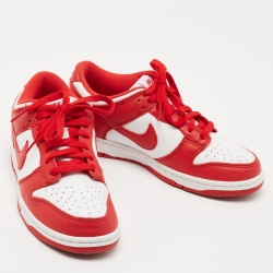 Pre Owned Nike Dunk Red/White Leather Low University Sneakers Size 38.5
