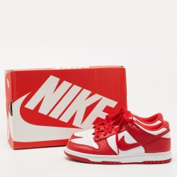 Pre Owned Nike Dunk Red/White Leather Low University Sneakers Size 38.5