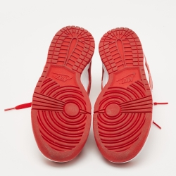 Pre Owned Nike Dunk Red/White Leather Low University Sneakers Size 38.5