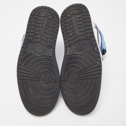 Pre Owned Air Jordans Tricolor Patent and Leather Air Jordan 1 Mid Signal Blue Sneakers Size 40