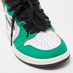 Air Jordans Tricolor Leather Air Jordan 1 Lucky Green Sneakers Size 37.5
