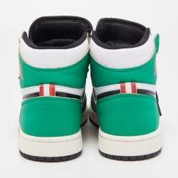 Air Jordans Tricolor Leather Air Jordan 1 Lucky Green Sneakers Size 37.5