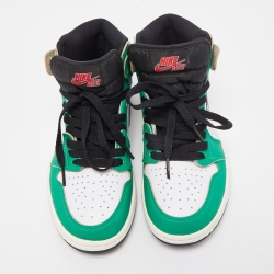 Air Jordans Tricolor Leather Air Jordan 1 Lucky Green Sneakers Size 37.5