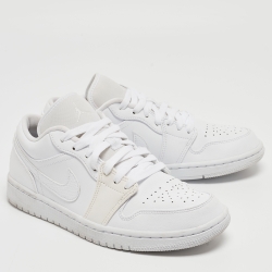 Air Jordans White Leather Jordan 1 Low Sneakers Size 40