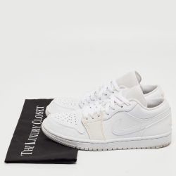 Air Jordans White Leather Jordan 1 Low Sneakers Size 40