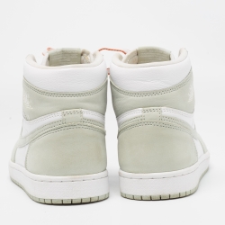 Pre Owned Air Jordans Green/White Leather Jordan 1 Retro High OG Seafoam Sneakers Size 38