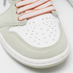 Pre Owned Air Jordans Green/White Leather Jordan 1 Retro High OG Seafoam Sneakers Size 38