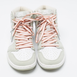 Pre Owned Air Jordans Green/White Leather Jordan 1 Retro High OG Seafoam Sneakers Size 38