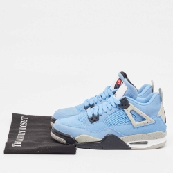 Pre Owned Air Jordans Blue Suede Jordan 4 University Blue Sneakers Size 37.5