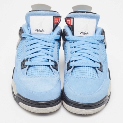 Pre Owned Air Jordans Blue Suede Jordan 4 University Blue Sneakers Size 37.5