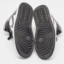 Pre Owned Air Jordans Black/White Leather Jordan 1 Mid Panda Sneakers Size 40